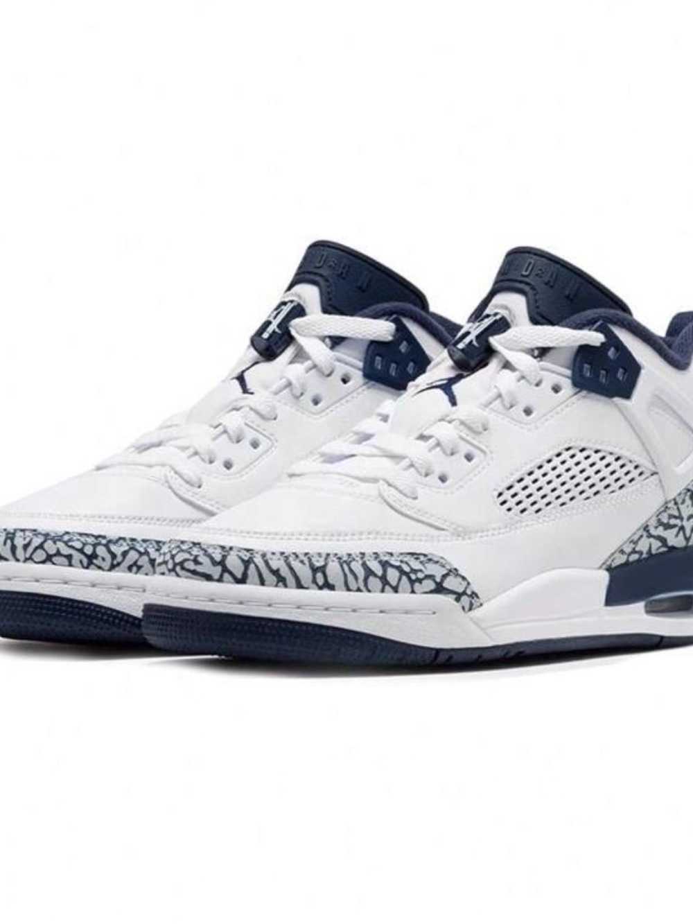 Jordan White Navy with Elephant Print Mid-Top Sneakers